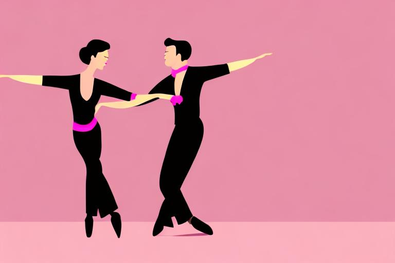 Prompt: <mymodel> two tango dancers, flat illustration, pink background