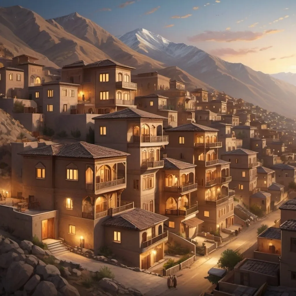 Realistic illustration of a Kurdish-inspired citysca...