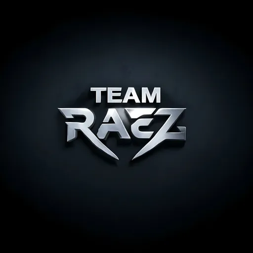 Prompt: Team RAEZ logo, modern 3D rendering, metallic finish, sleek and professional, high quality, futuristic, bold and dynamic, metallic finish, intense lighting, dark and moody tones, hi-res, ultra detailed, 3D rendering, modern, professional, metallic finish, dark tones, intense lighting