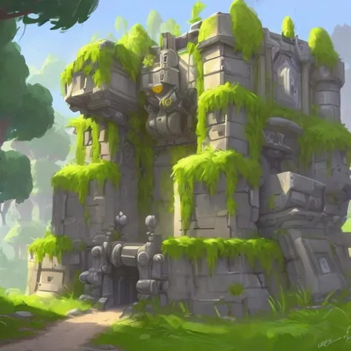 Prompt: Make a art of a bastion with white walls in a forest