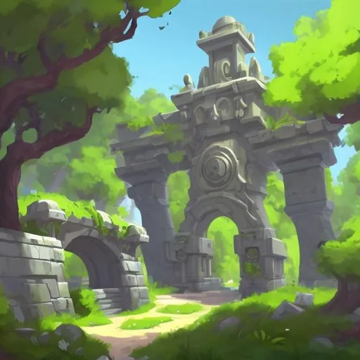 Prompt: Make a art of a bastion with white walls in a forest