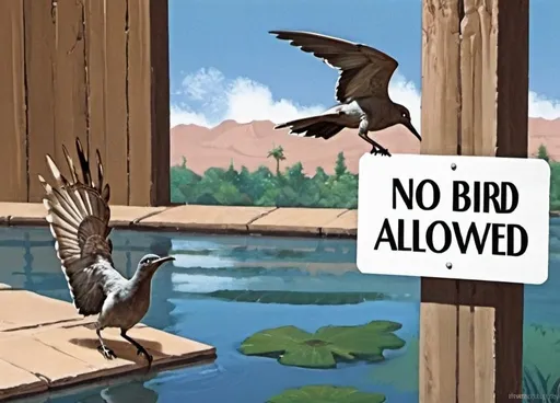 Prompt: "no bird allowed" sign