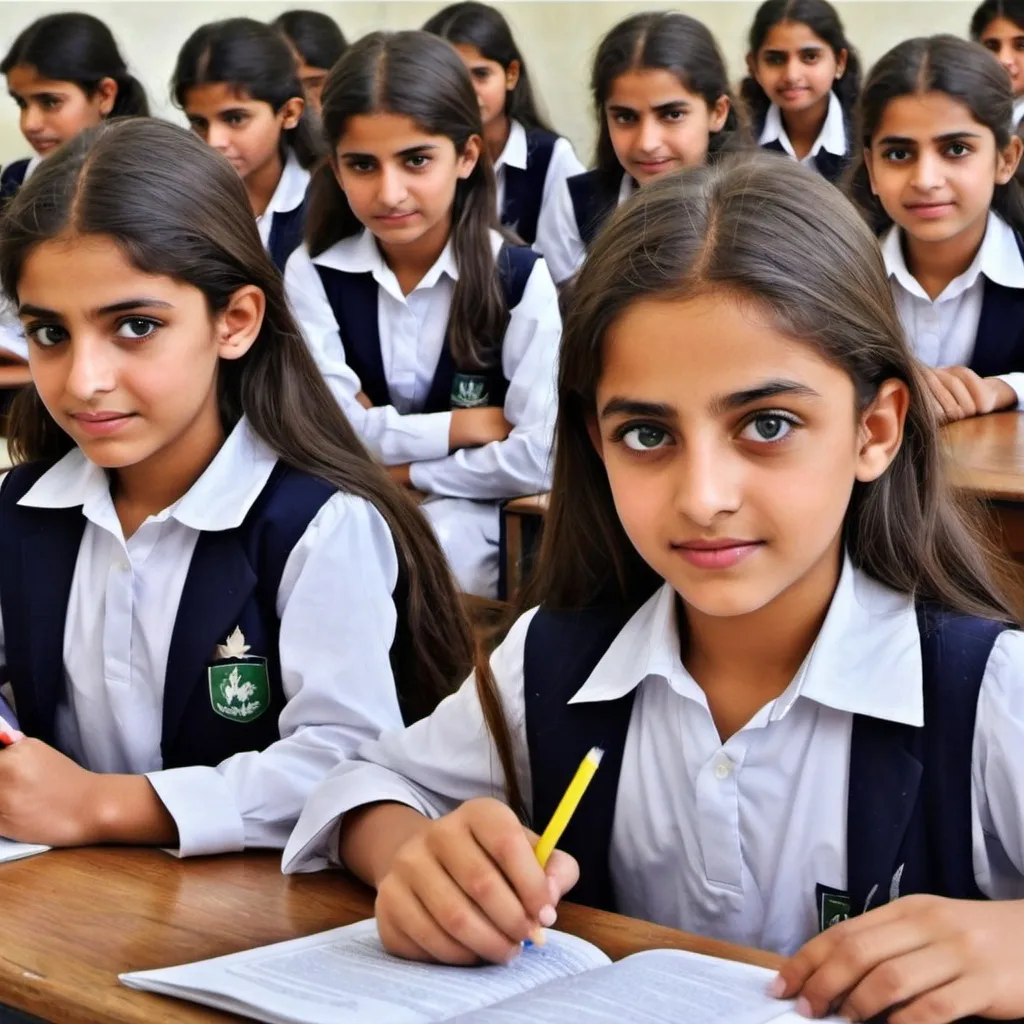 Prompt: Make an image who earn money most realistic. A Pakistani girls school got ranked in world education system