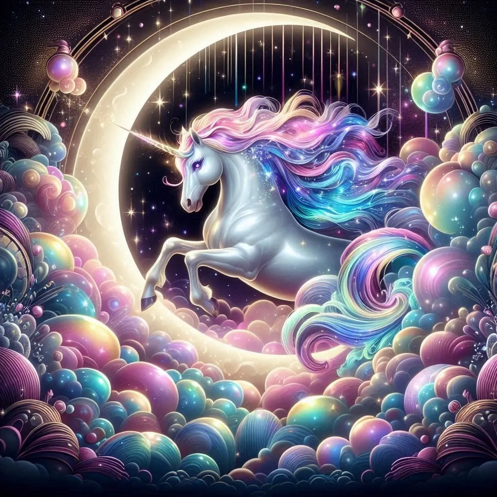 Prompt: an image of a unicorn manifesting from the dense mist