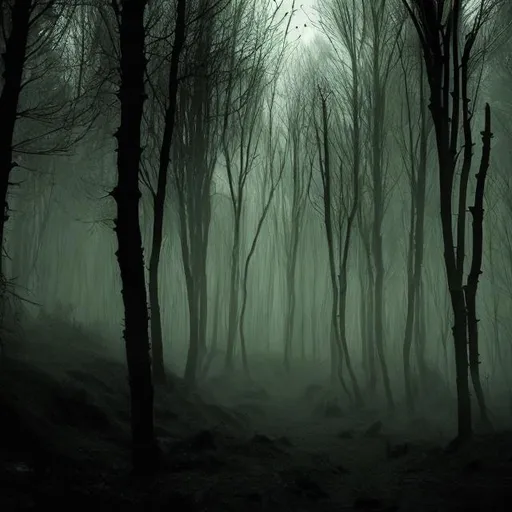 Prompt: Dark eerie forest