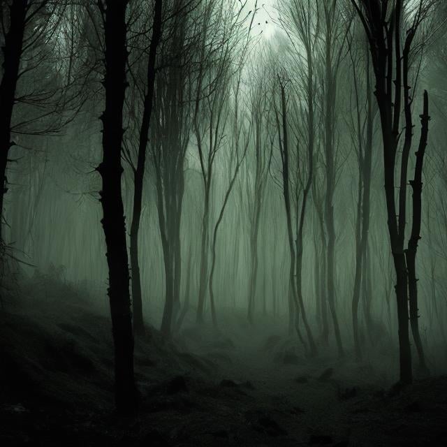 Prompt: Dark eerie forest