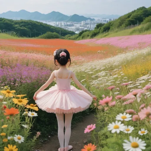 Prompt: wildflowers a lot of flowers fields studio ghibli lofi  Sasebo Japan small adorable animals ballerina 

