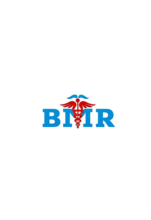 Prompt: a doctor logo with a caduceus symbol embedded in LETTER M OF the word BMR. Doctor, dada, 3 d, a digital rendering