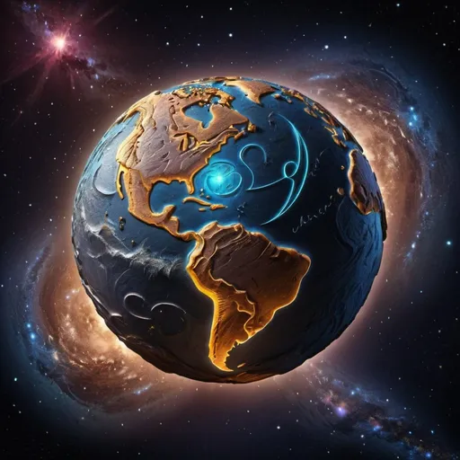 Prompt: Earth carving with 'CARV' inscription, cosmic space background, glowing stars, high-quality digital art, realistic, deep space, money symbol, carved earth, glowing inscription, cosmic atmosphere, space theme, detailed carving, rich colors, vibrant stars, highres, digital art, cosmic, engraved earth, intricate details, symbol of wealth, atmospheric lighting