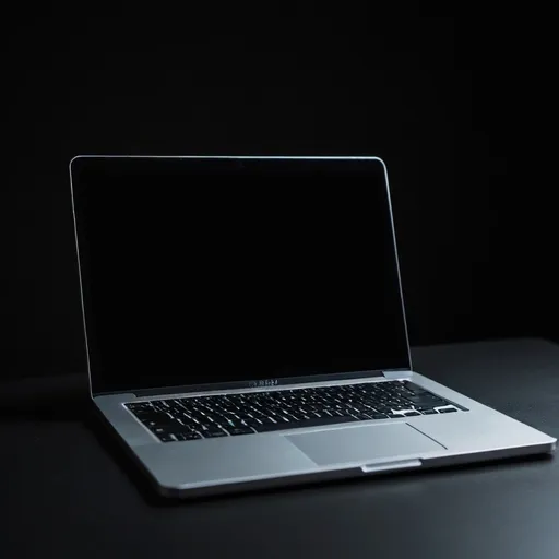 Prompt: Dark background with a laptop slightly open and bright phone screen
