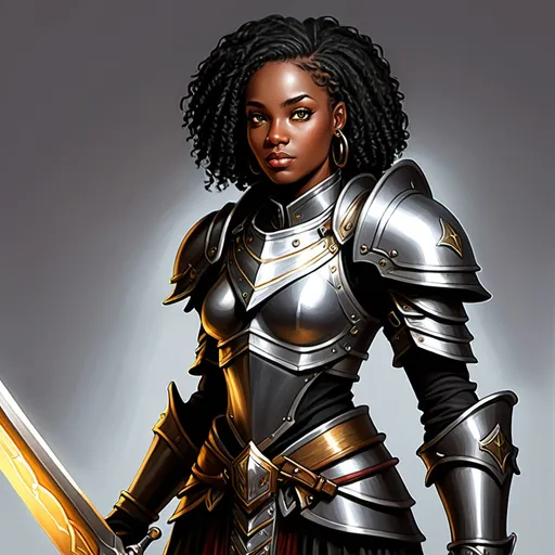 Prompt: Black female paladin