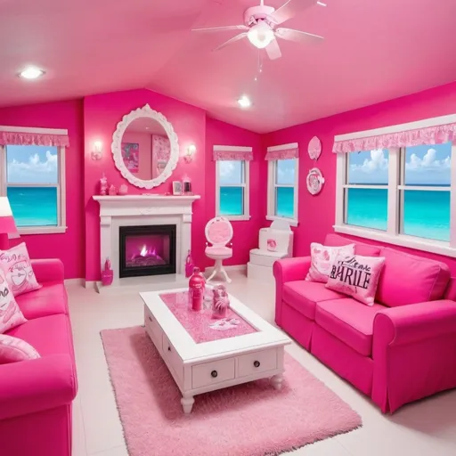 Prompt: Barbie doll themed vacation rental 