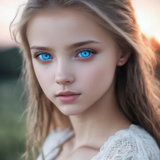 Prompt: Pretty girl with blue eyes