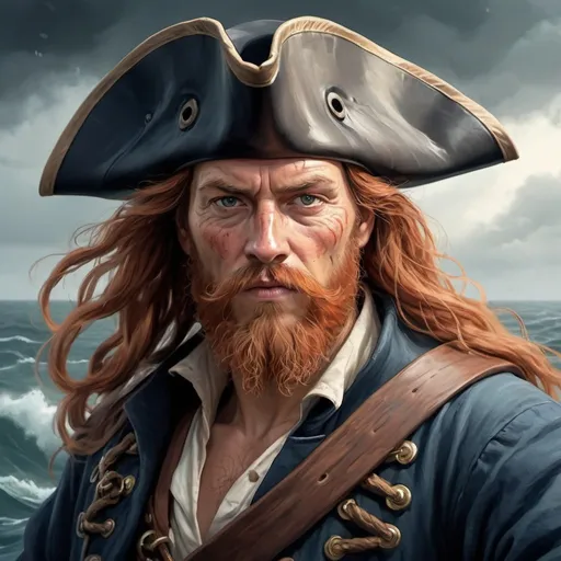 Prompt: Visualize a medieval pirate figure, characterized by a long red beard, intense gaze, and a tricorn hat. Clad in a seamen’s coat, he stands at the helm, peering into a storm with a stern expression. Noble, serious, and resolute, this fantasy pirate emanates bravery and determination. Envision this epic character in a captivating pencil sketch, embodying the essence of a vagabond seafarer.
Craft a storybook-worthy portrait in the digital realm, blending elements of fantasy and epic storytelling. Let your imagination roam freely to create a captivating and detailed digital painting that captures the essence of medieval fantasy characters in a visually
Digital art, oil on canvas