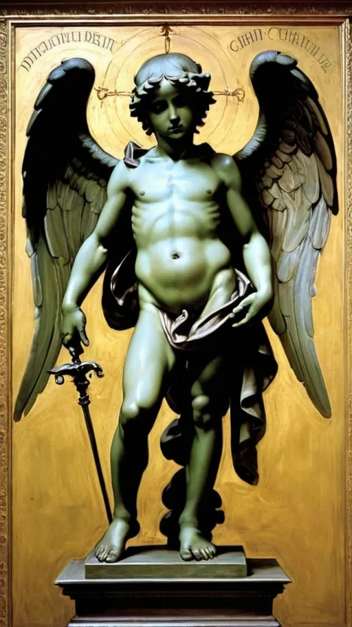 Prompt: classical tenebrism painting cherubim by Donatello