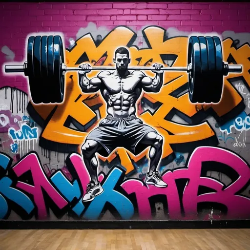 Prompt: inspirational, gym motivational, graffiti image no people