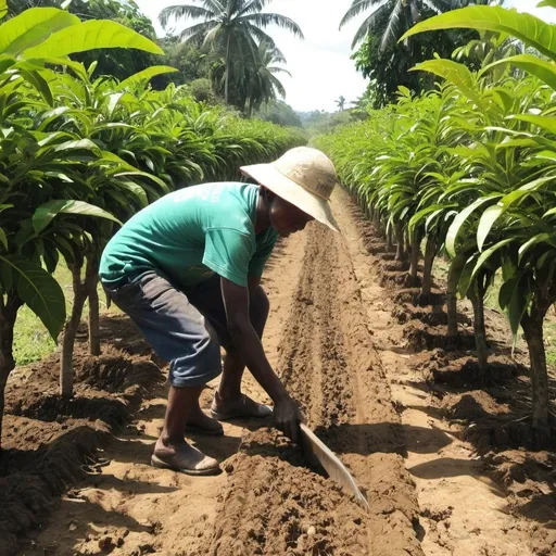 Prompt: Mango farm tilling