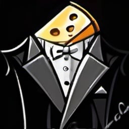 Prompt: Cartoon-style illustration of a sophisticated cheese in a tuxedo, vibrant and playful colors, exaggerated bowtie and monocle, cute and endearing smile, high-quality, cartoon, whimsical, vibrant colors, playful, exaggerated features, sophisticated tuxedo, charming expression, fun and lively