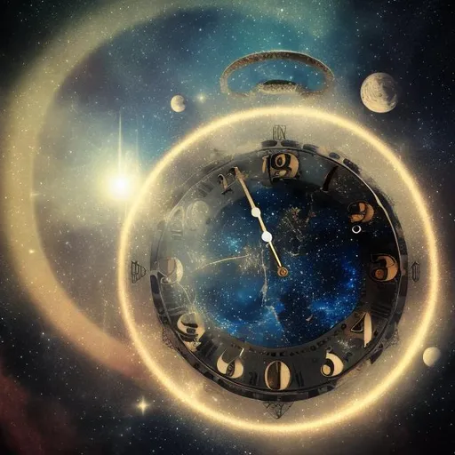 Prompt: Clock in space