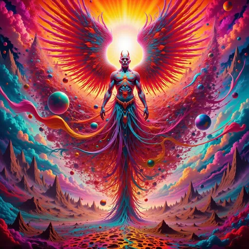 Prompt: Diablo rojo luchando con ángel plateado en ciudad futurist