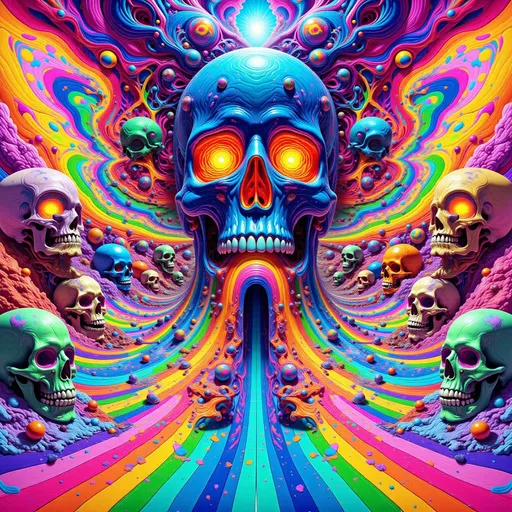 Prompt: Perspective of skulls background perspective espiral skulls
