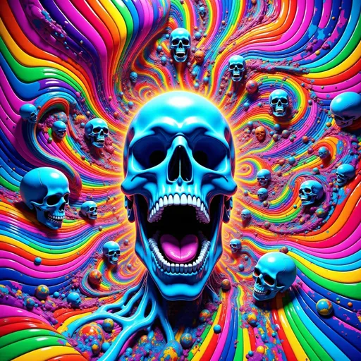 Prompt: Perspective of skulls background perspective espiral skulls