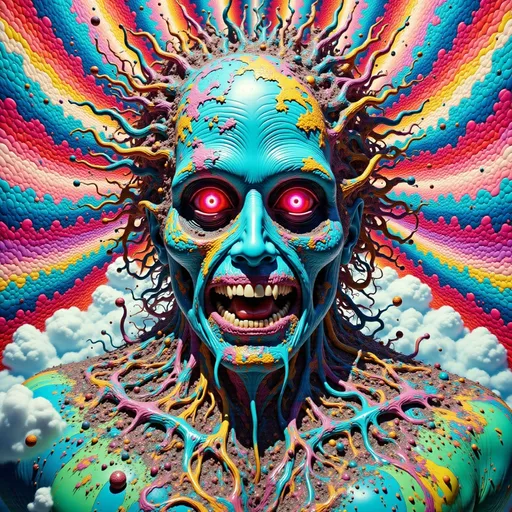 Prompt: 10 zombies chaos given form by form in a state of chaos.