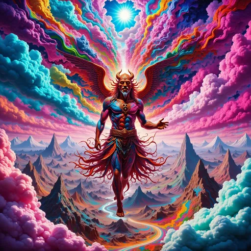 Prompt: Diablo rojo luchando con ángel plateado en ciudad futurist