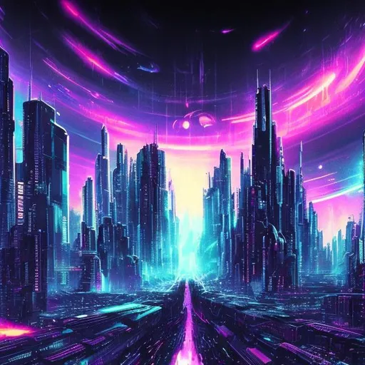 Prompt: Cyberpunklify Galaxy outer space futuristic lo-fi 16x9