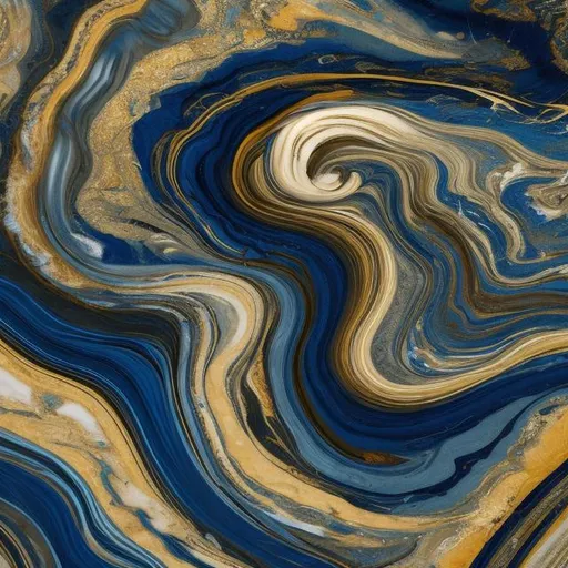 Prompt: blue and golden smooth swirling marble universe  ,hyper realistic ,intricate , trending on artristation