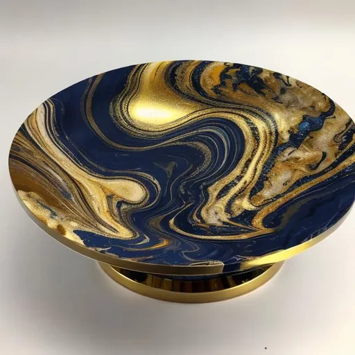 Prompt: Navy blue, golden , hyper realistic, swirling marble , trending artristation, cigar ashtray