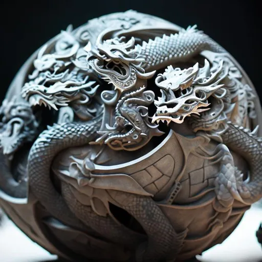 Prompt: 2 dragons, one black and one white inside yin Yan ball, intricate design, trnding on artristatiom , sharp focus, 