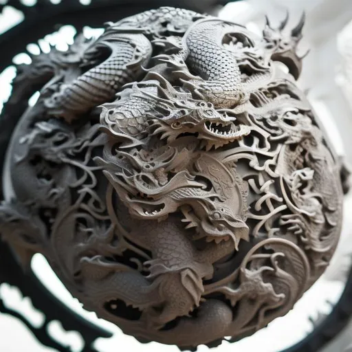 Prompt: 2 dragons, one black and one white inside yin Yan ball, intricate design, trnding on artristatiom , sharp focus, 