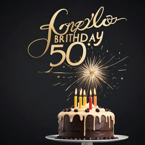 Prompt: Crear una tarjeta de cumpleaños para los 50 años de Gonzalo para el 14 de marzo de 2025. Usar el mismo diseño de la torta de cumpleaños que se usa como referencia.