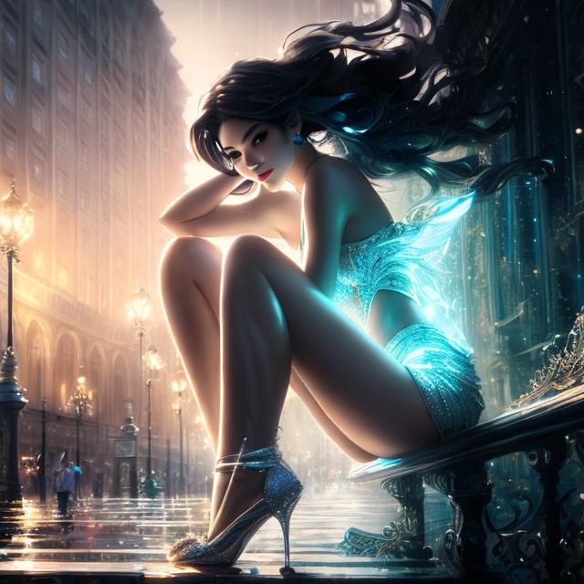 Prompt: splash art, by Greg rutkowski, hyper detailed perfect face,

beautiful kpop idol sitting, full body, long legs, perfect body,

high-resolution cute face, perfect proportions,smiling, intricate hyperdetailed hair, light makeup, sparkling, highly detailed, intricate hyperdetailed shining eyes,  

Elegant, ethereal, graceful,

HDR, UHD, high res, 64k, cinematic lighting, special effects, hd octane render, professional photograph, studio lighting, trending on artstation