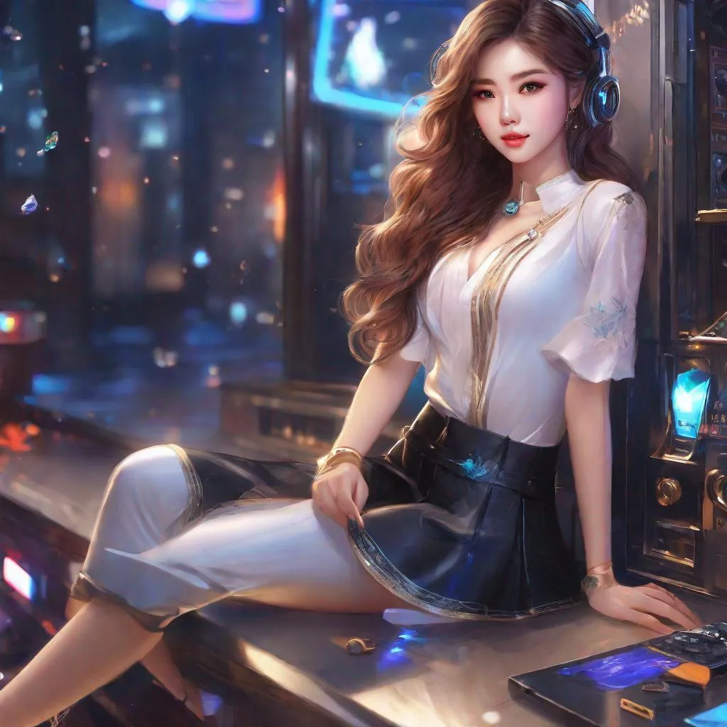 Prompt: safe girlfriend, can show parents, is pretty ,humble, wholesome, gamer girl, korean gf, korean girl, 

splash art, by Greg rutkowski, hyper detailed perfect face,

beautiful kpop idol sitting, full body, long legs, perfect body,

high-resolution cute face, perfect proportions,smiling, intricate hyperdetailed hair, light makeup, sparkling, highly detailed, intricate hyperdetailed shining eyes,  

Elegant, ethereal, graceful,

HDR, UHD, high res, 64k, cinematic lighting, special effects, hd octane render, professional photograph, studio lighting, trending on artstation