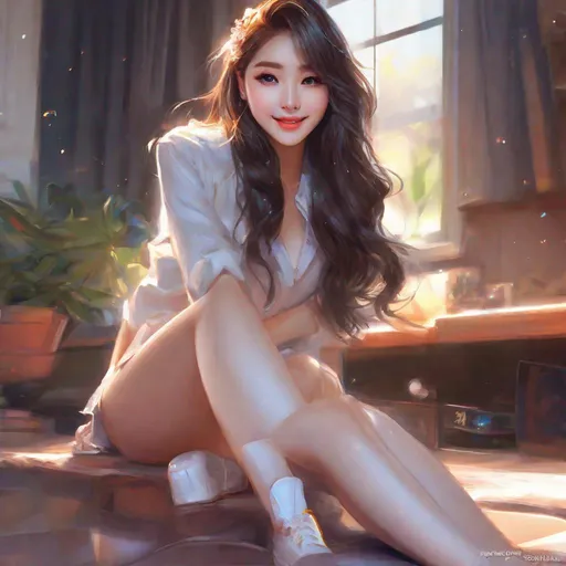 Prompt: safe girlfriend, girlfriend bending over, can show parents, is pretty ,humble, wholesome, gamer girl, korean gf, korean girl, 

splash art, by Greg rutkowski, hyper detailed perfect face,

beautiful kpop idol sitting, full body, long legs, perfect body,

high-resolution cute face, perfect proportions,smiling, intricate hyperdetailed hair, light makeup, sparkling, highly detailed, intricate hyperdetailed shining eyes,  

Elegant, ethereal, graceful,

HDR, UHD, high res, 64k, cinematic lighting, special effects, hd octane render, professional photograph, studio lighting, trending on artstation
