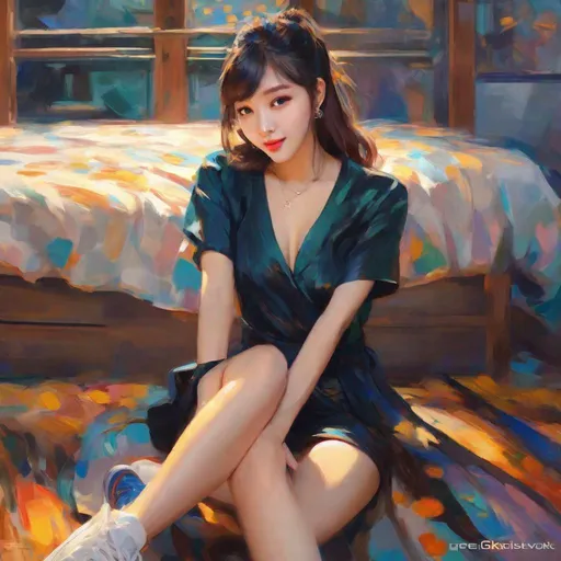 Prompt: safe girlfriend, girlfriend bending over, can show parents, is pretty ,humble, wholesome, gamer girl, korean gf, korean girl, post-impressionism, impressionism, van gogh style painting

splash art, by Greg rutkowski, hyper detailed perfect face,

beautiful kpop idol sitting, full body, long legs, perfect body,

high-resolution cute face, perfect proportions,smiling, intricate hyperdetailed hair, light makeup, sparkling, highly detailed, intricate hyperdetailed shining eyes,  

Elegant, ethereal, graceful,

HDR, UHD, high res, 64k, cinematic lighting, special effects, hd octane render, professional photograph, studio lighting, trending on artstation
