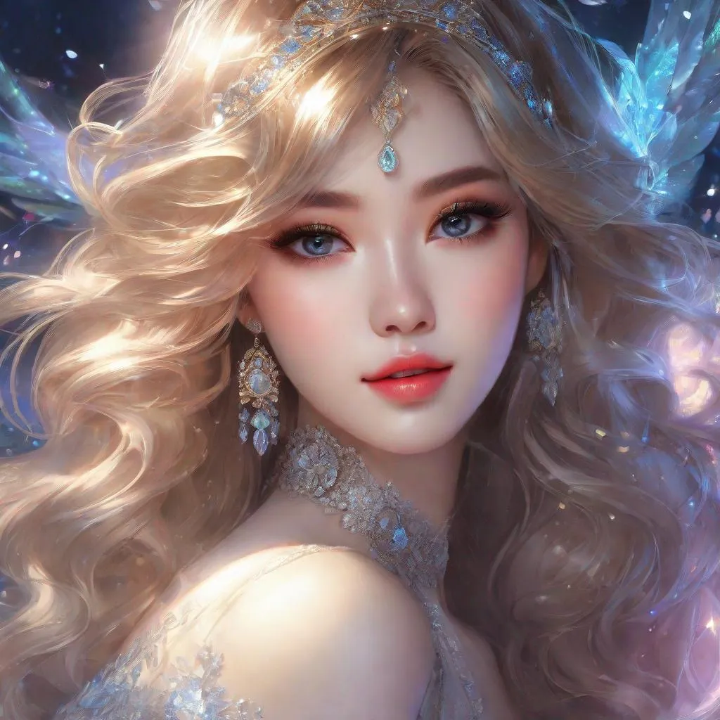 Prompt: splash art, by Greg rutkowski, hyper detailed perfect face,

beautiful kpop idol sitting, full body, long legs, perfect body,

high-resolution cute face, perfect proportions,smiling, intricate hyperdetailed hair, light makeup, sparkling, highly detailed, intricate hyperdetailed shining eyes,  

Elegant, ethereal, graceful,

HDR, UHD, high res, 64k, cinematic lighting, special effects, hd octane render, professional photograph, studio lighting, trending on artstation