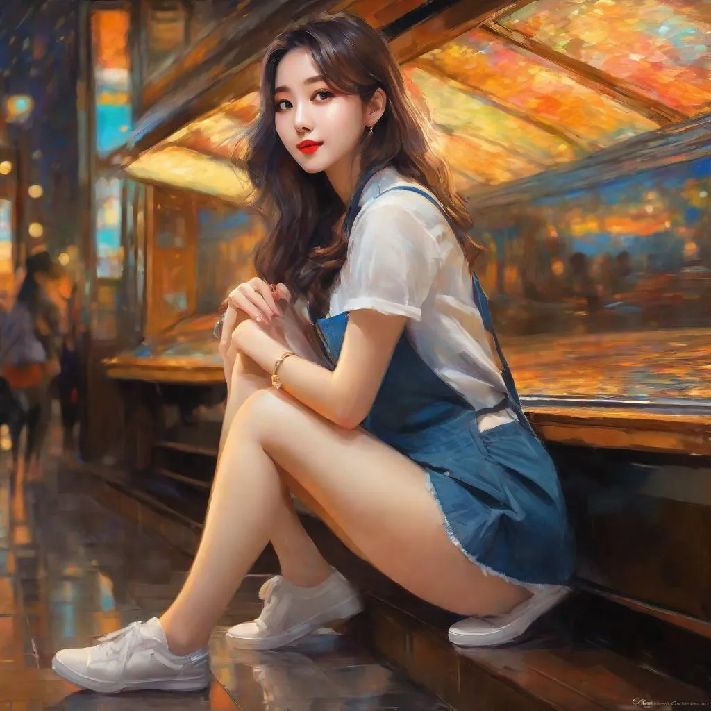 Prompt: safe girlfriend, girlfriend bending over, can show parents, is pretty ,humble, wholesome, gamer girl, korean gf, korean girl, post-impressionism, impressionism, van gogh style painting

splash art, by Greg rutkowski, hyper detailed perfect face,

beautiful kpop idol sitting, full body, long legs, perfect body,

high-resolution cute face, perfect proportions,smiling, intricate hyperdetailed hair, light makeup, sparkling, highly detailed, intricate hyperdetailed shining eyes,  

Elegant, ethereal, graceful,

HDR, UHD, high res, 64k, cinematic lighting, special effects, hd octane render, professional photograph, studio lighting, trending on artstation
