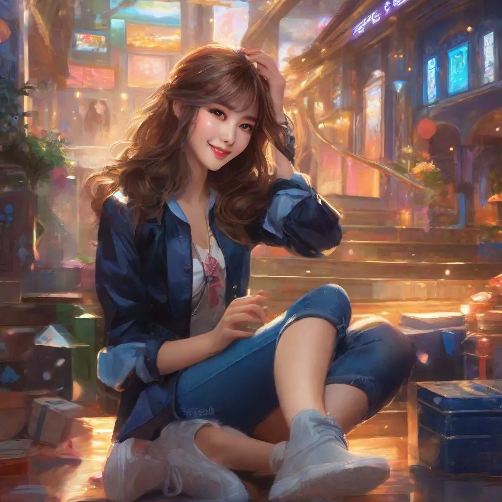 Prompt: safe girlfriend, can show parents, is pretty ,humble, wholesome, gamer girl, korean gf, korean girl, 

splash art, by Greg rutkowski, hyper detailed perfect face,

beautiful kpop idol sitting, full body, long legs, perfect body,

high-resolution cute face, perfect proportions,smiling, intricate hyperdetailed hair, light makeup, sparkling, highly detailed, intricate hyperdetailed shining eyes,  

Elegant, ethereal, graceful,

HDR, UHD, high res, 64k, cinematic lighting, special effects, hd octane render, professional photograph, studio lighting, trending on artstation