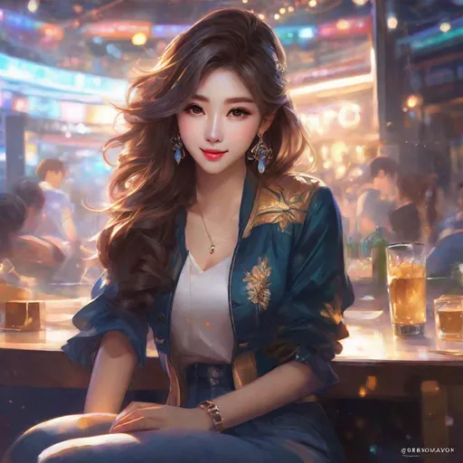 Prompt: safe girlfriend, can show parents, is pretty ,humble, wholesome, gamer girl, korean gf, korean girl, 

splash art, by Greg rutkowski, hyper detailed perfect face,

beautiful kpop idol sitting, full body, long legs, perfect body,

high-resolution cute face, perfect proportions,smiling, intricate hyperdetailed hair, light makeup, sparkling, highly detailed, intricate hyperdetailed shining eyes,  

Elegant, ethereal, graceful,

HDR, UHD, high res, 64k, cinematic lighting, special effects, hd octane render, professional photograph, studio lighting, trending on artstation