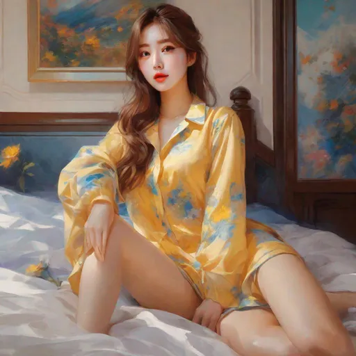 Prompt: safe girlfriend, girlfriend laying on the bed, can show parents, is pretty ,humble, wholesome, gamer girl, korean gf, korean girl, post-impressionism, impressionism, van gogh style painting

splash art, by Greg rutkowski, hyper detailed perfect face,

beautiful kpop idol sitting, full body, long legs, perfect body,

high-resolution cute face, perfect proportions,smiling, intricate hyperdetailed hair, light makeup, sparkling, highly detailed, intricate hyperdetailed shining eyes,  

Elegant, ethereal, graceful,

HDR, UHD, high res, 64k, cinematic lighting, special effects, hd octane render, professional photograph, studio lighting, trending on artstation
