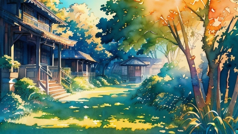 Prompt: (manual watercolor painting of rice fileds), studio ghibli style, anime vibes, richly detailed brushstrokes, masterpiece art, warm golden sunlight, enchanted and whimsical atmosphere, **cinematic high depth**, ultra-detailed, subtle misty background, hand-painted look, vibrant color palette, dynamic lighting, vibrant colors