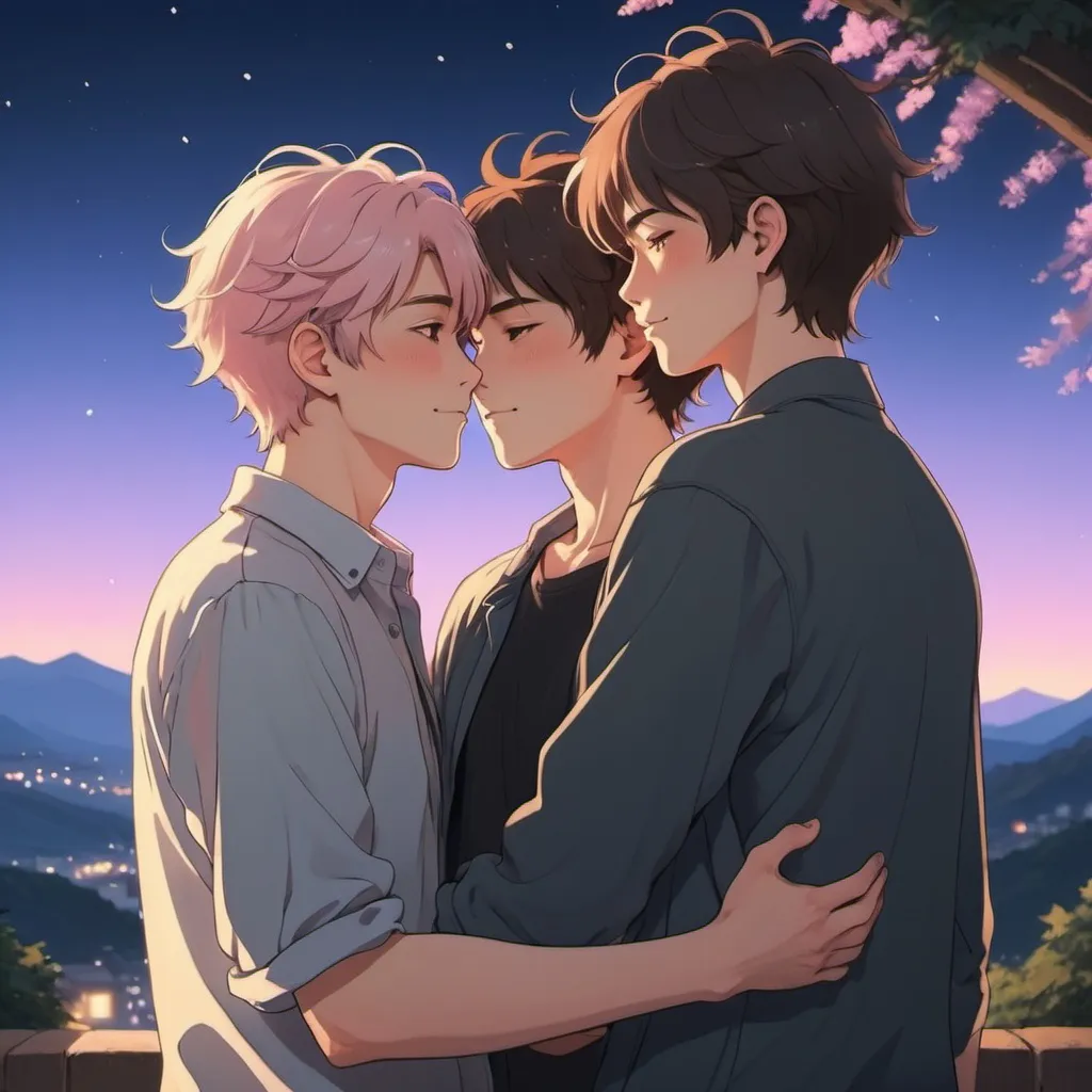 gay couple, lofi, anime, matching profile pictures,...