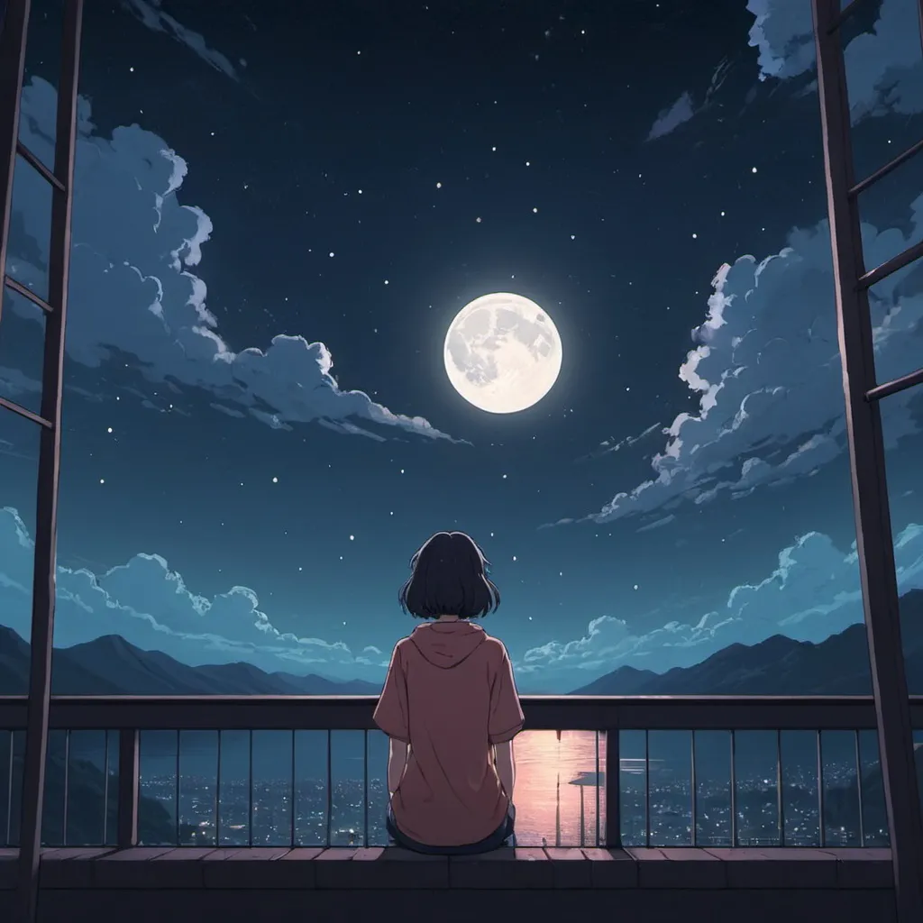 Prompt: "do you actually get how i feel, A?" over a moody lofi anime aesthetic night sky.