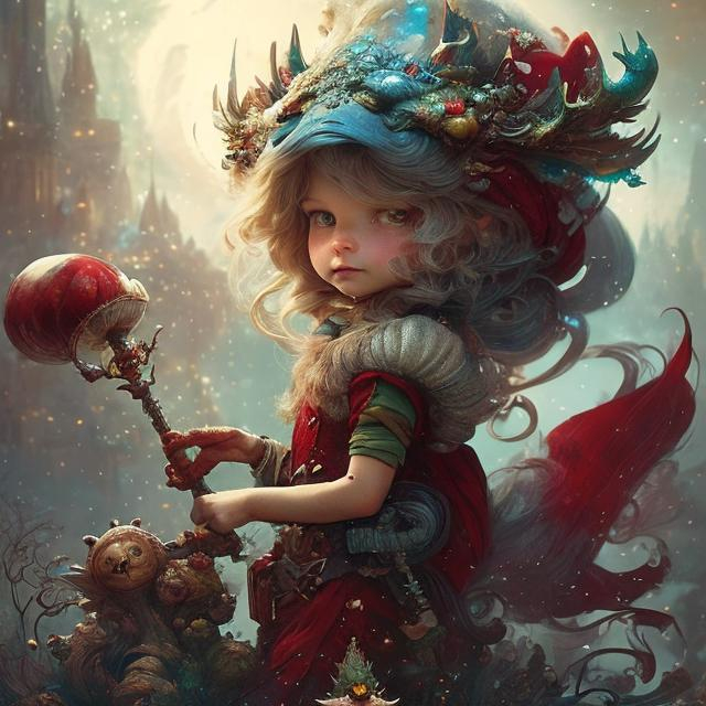 Prompt: Adorable Little " Mrs Claus" Breathtaking Fantasycore Artwork By Android Jones, Jean Baptiste Monge, Alberto Seveso, Erin Hanson, Jeremy Mann. Intricate Photography, A Masterpiece, 8k Resolution Artstation, Unreal Engine 5, Cgsociety, Octane Photograph