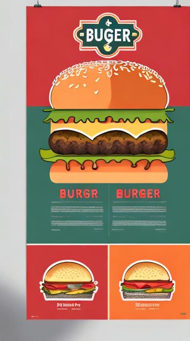 Prompt: Create asset references for burger promotion poster design