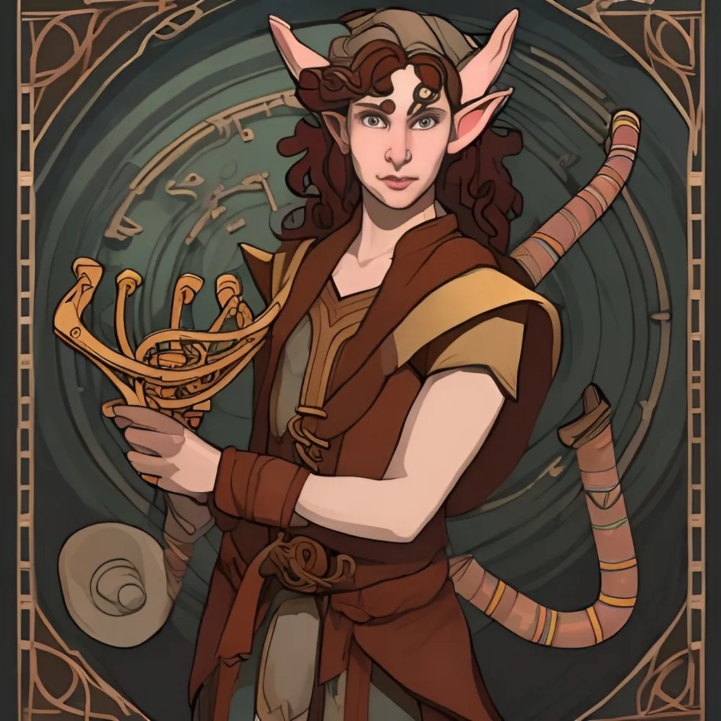 Prompt: Sturdy androgynous half-elf bard holding pan pipes full body portrait