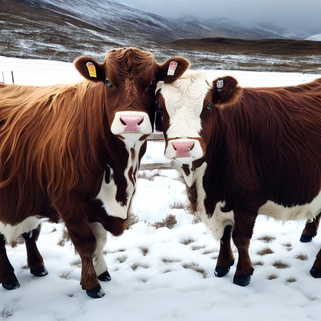 Prompt: highlands cow,furry,snow